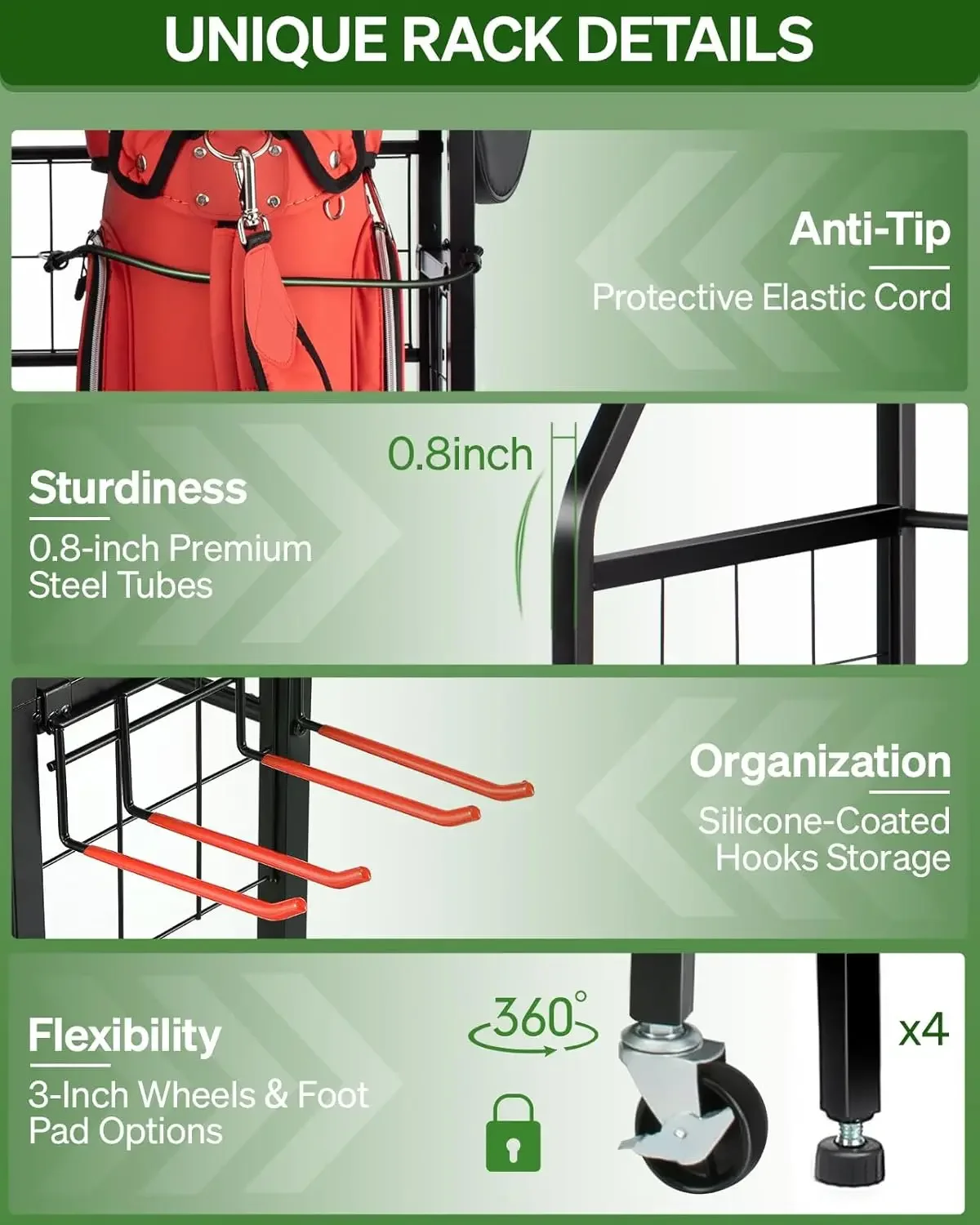 Golf Bag Storage Garage Organi - Sports Equipment Bag With Wheels ulasan dan harga